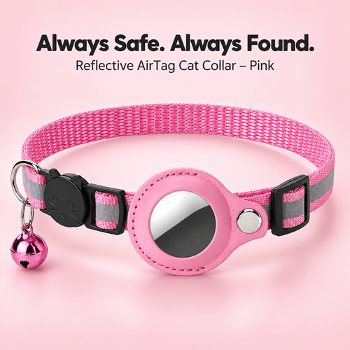 Paws & Found Cat AirTag Holder Collar Breakaway Reflective Strip Adjustable Kitten Collar with Bell Pet Air Tag Case