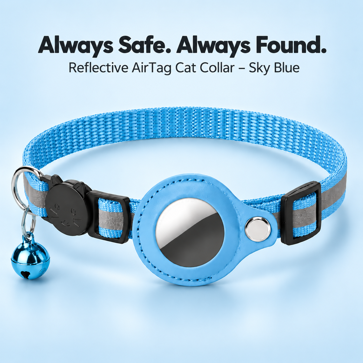 Paws & Found Cat AirTag Holder Collar Breakaway Reflective Strip Adjustable Kitten Collar with Bell Pet Air Tag Case