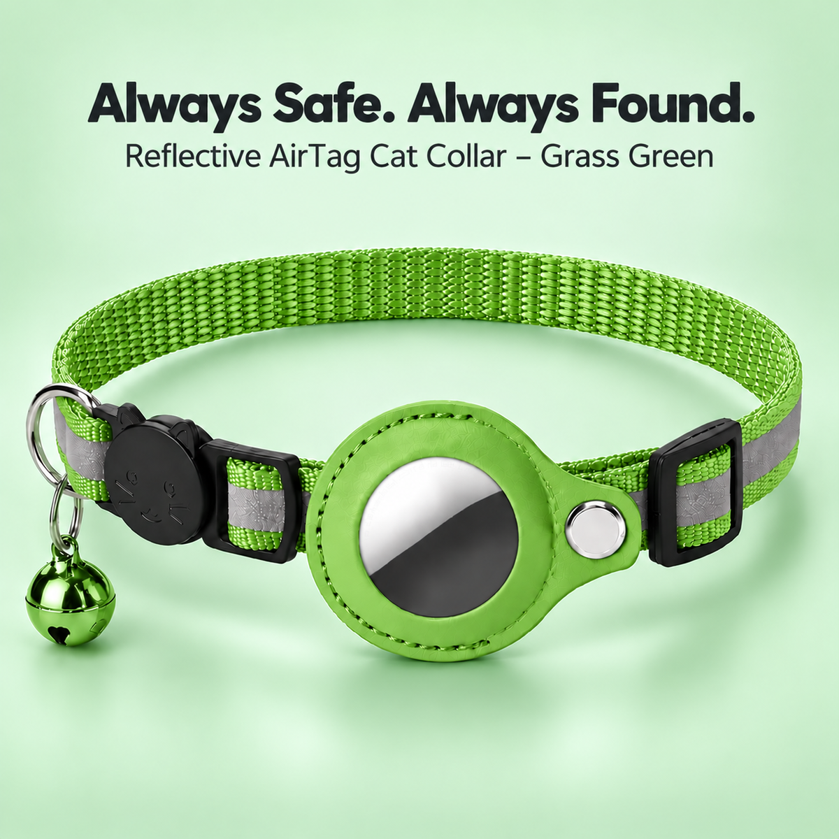 Paws & Found Cat AirTag Holder Collar Breakaway Reflective Strip Adjustable Kitten Collar with Bell Pet Air Tag Case